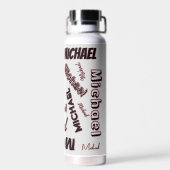 Ihr Namensmuster Monogramm Rose Schatten Trinkflasche (Rückseite)