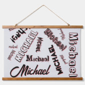 Ihr Namensmuster Monogramm Rose Schatten Wandteppich Mit Holzrahmen (Vorne)