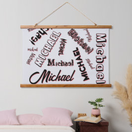 Ihr Namensmuster Monogramm Rose Schatten Wandteppich Mit Holzrahmen