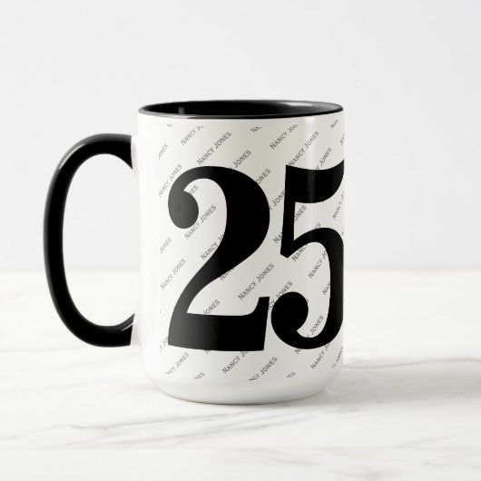Ihr Namensmuster - Schwarz & Weiß - Fett 25 Tasse (Links)
