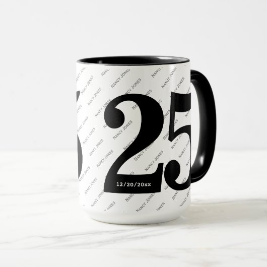 Ihr Namensmuster - Schwarz & Weiß - Fett 25 Tasse (VorderseiteRechts)