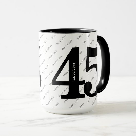 Ihr Namensmuster - Schwarz & Weiß - Fett 45 Tasse (VorderseiteRechts)