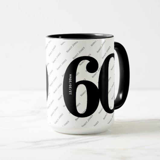 Ihr Namensmuster - Schwarz & Weiß - Fett 60 Tasse (VorderseiteRechts)