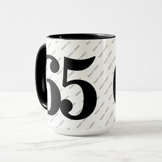 Ihr Namensmuster - Schwarz & Weiß - Fett 65 Tasse (Vorderseite Links)