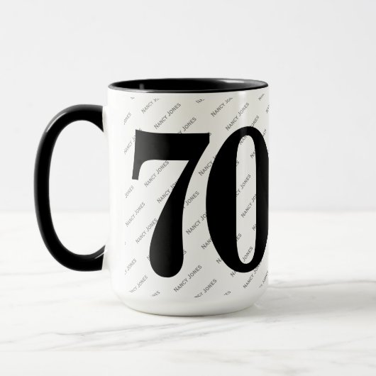 Ihr Namensmuster - Schwarz & Weiß - Fett 70 Tasse (Links)