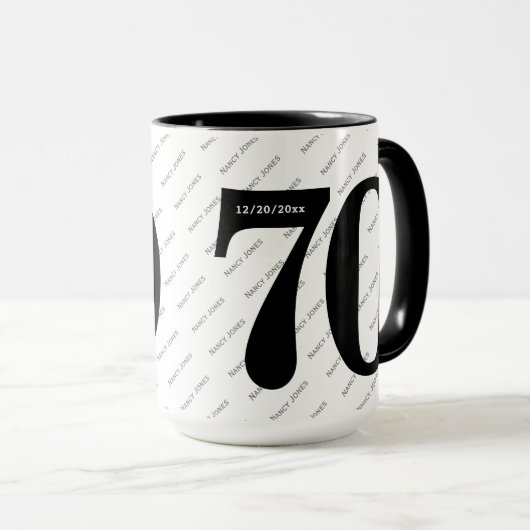 Ihr Namensmuster - Schwarz & Weiß - Fett 70 Tasse (VorderseiteRechts)