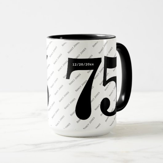 Ihr Namensmuster - Schwarz & Weiß - Fett 75 Tasse (VorderseiteRechts)