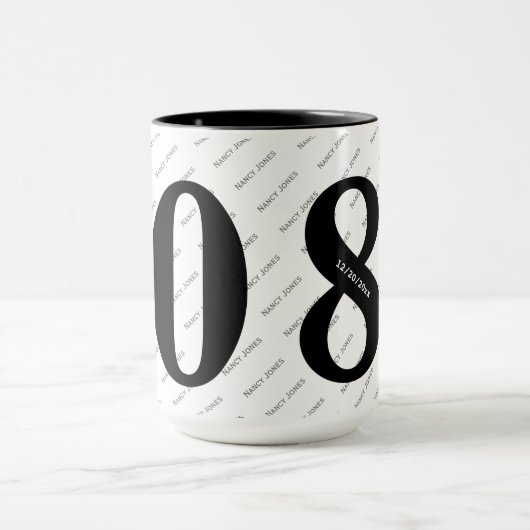 Ihr Namensmuster - Schwarz & Weiß - Fett 80 Tasse (Zentrum)