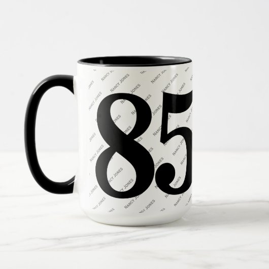 Ihr Namensmuster - Schwarz & Weiß - Fett 85 Tasse (Links)