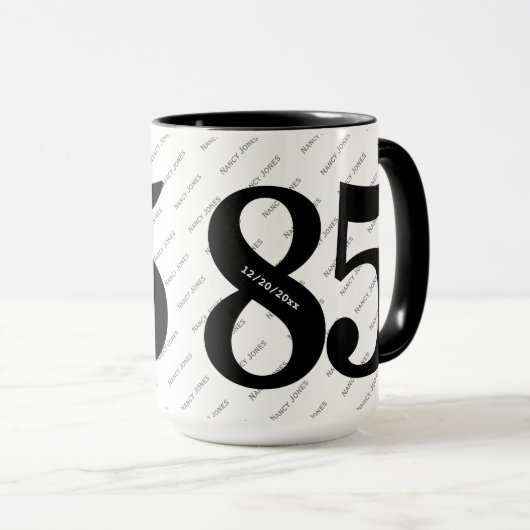 Ihr Namensmuster - Schwarz & Weiß - Fett 85 Tasse (VorderseiteRechts)