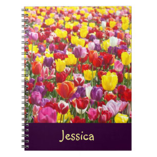 Ihr Namensnotizbücher Tulpe-Blumen-Frühling Notizblock