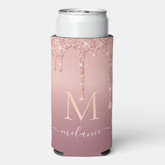 Ihr Namenstext kann die Rose Gold Blush Glitzer fä Selters Dosenkühler (Seltzer Rückseite)