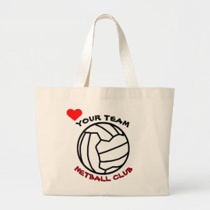 Ihr Netball-Team-Ball-Logo-Entwurf personalisiert Jumbo Stoffbeutel