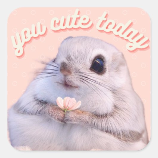 Ihr Niedlich heute Niedliches Eichhörnchen mit ros Quadratischer Aufkleber (Vorderseite)