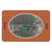 Ihr Oval Foto Name, Datum - Orange Strick Muster Magnet (Horizontal)