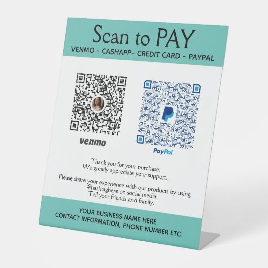 Ihr PayPal für kleine Unternehmen hier Pedestal-Ze Sockelschild (Vorderseite)