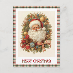 Ihr personalisierter Foto-Vintage-Weihnachts-Santa Feiertagspostkarte