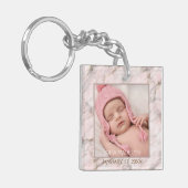 Ihr Personalisiertes elegantes rosa, graues Marmor Schlüsselanhänger (Vorderseite links)