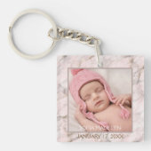 Ihr Personalisiertes elegantes rosa, graues Marmor Schlüsselanhänger (Vorderseite)