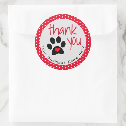 Ihr Pet Business Paw Drucken Danke Stickers (Tasche)