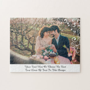Ihr Pic&Text Elegantes Weißes Blumen-Schwirl-Filig Puzzle