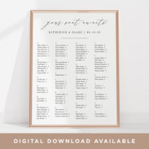 Ihr Platz wartet | Alphabetische Sitztabelle