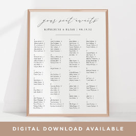 Ihr Platz wartet | Alphabetische Sitztabelle Poster
