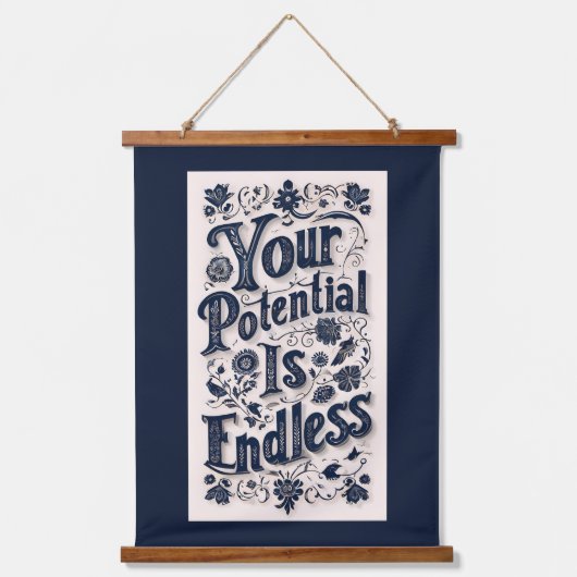 Ihr Potenzial ist unendlich dunkler Hintergrund Wandteppich Mit Holzrahmen (Vorderseite)