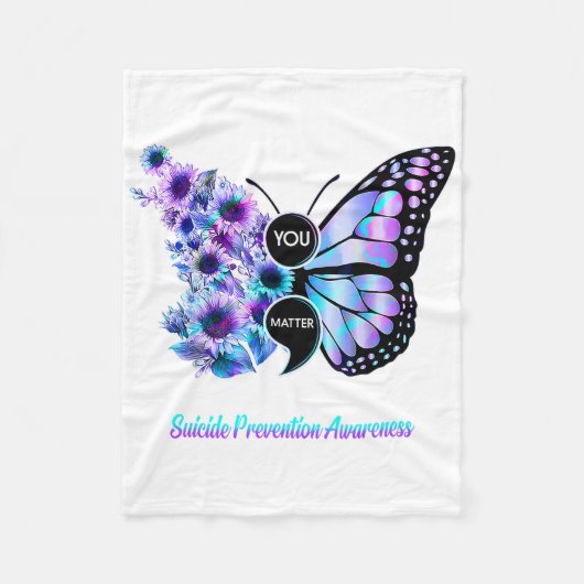 Ihr Problem Suizidprävention Semicolon Butterfly Fleecedecke (Vorderseite)