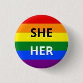 Ihr Pronoun Rainbow-Abzeichen Button (Vorderseite)