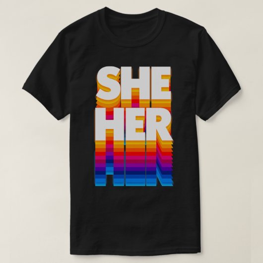 Ihr Pronoun Retro verblasste Design T-Shirt (Design vorne)