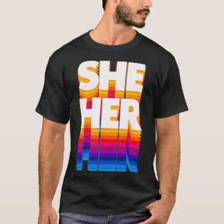 Ihr Pronoun Retro verblasste Design T-Shirt