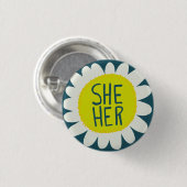 IHR Pronouns Blume Stolz handschrift Button (Vorne & Hinten)