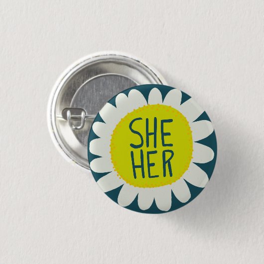 IHR Pronouns Blume Stolz handschrift Button (Vorne & Hinten)