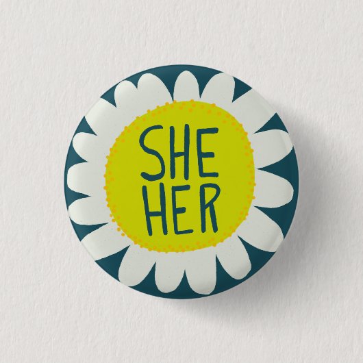 IHR Pronouns Blume Stolz handschrift Button (Vorderseite)