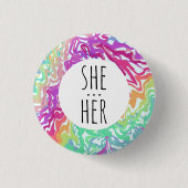 IHR Pronouns farbenfrohe Rainbow-Wirbel CUSTOM Button (Vorderseite)