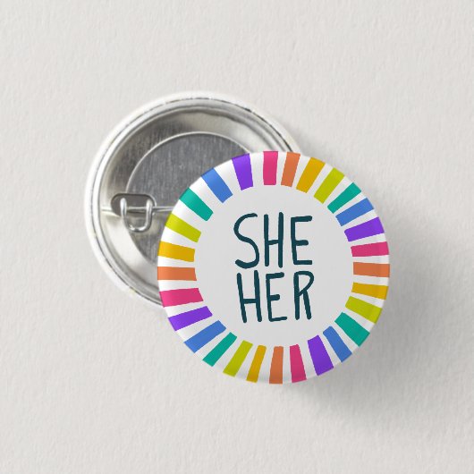 IHR Pronouns Rainbow Handletter Stolz Button (Vorne & Hinten)