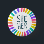 IHR Pronouns Rainbow Handletter Stolz Button<br><div class="desc">Dekorieren Sie Ihr Outfit mit diesem coolen Kunstknopf. Macht ein großartiges Geschenk! Sie können ihn anpassen,  die Hintergrundfarben ändern und auch Text hinzufügen. Karo in meinem Shop für viel mehr Farben und Muster! Lass mir Bescheid,  wenn du auch etwas Gewohntes willst.</div>