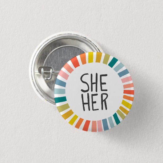 IHR Pronouns Rainbow Handletter Stolz Button (Vorne & Hinten)