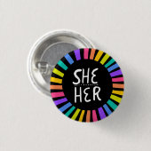 IHR Pronouns Rainbow Handletter Stolz Button (Vorne & Hinten)