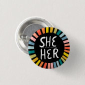 IHR Pronouns Rainbow Handletter Stolz Button (Vorne & Hinten)