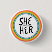 IHR Pronouns Rainbow Ring farbenfroher Stolz Button (Vorderseite)