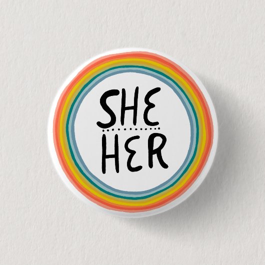 IHR Pronouns Rainbow Ring farbenfroher Stolz Button (Vorderseite)