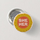 IHR Pronouns Sonnenblume Daisy Pride Button (Vorne & Hinten)