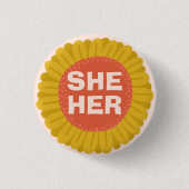 IHR Pronouns Sonnenblume Daisy Pride Button (Vorderseite)