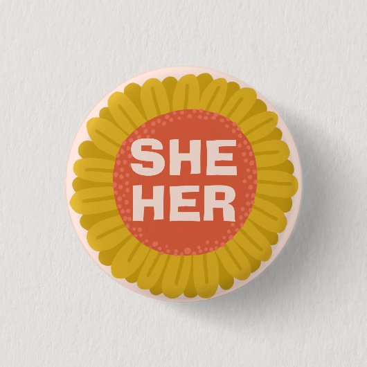 IHR Pronouns Sonnenblume Daisy Pride Button (Vorderseite)