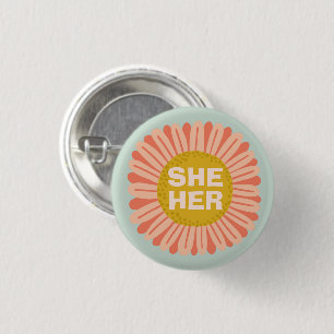 IHR Pronouns Sonnenblume Daisy Pride Button