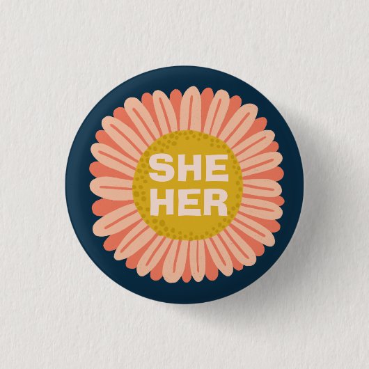 IHR Pronouns Sonnenblume Daisy Pride Button (Vorderseite)