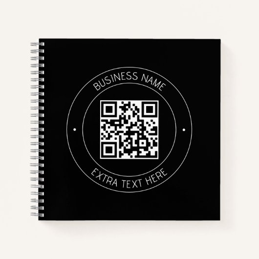 Ihr QR-Code & bearbeitbarer Text | Schwarz & Weiß Notizblock (Vorderseite)