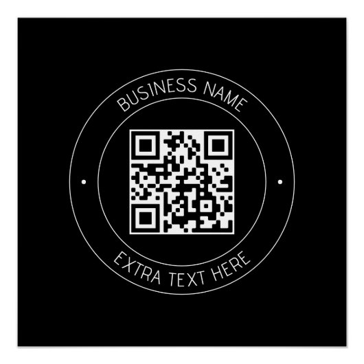 Ihr QR-Code & bearbeitbarer Text | Schwarz & Weiß Poster (Vorderseite)
